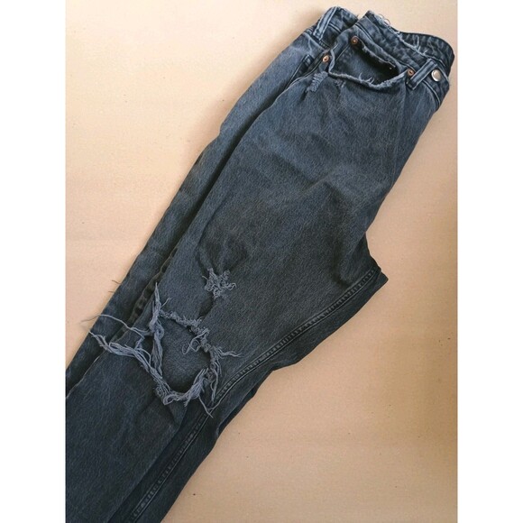 Abercrombie & Fitch The Dad High Rise Curve Love Jeans Size 31 Black Button Fly - Picture 8 of 10
